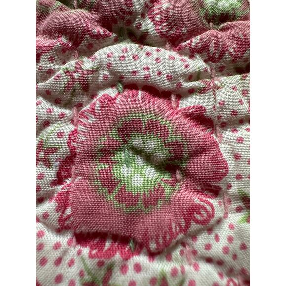 Pottery Barn teen Handcrafted Quilt Block Print vintage pink floral girls cotton - Picture 7 of 16